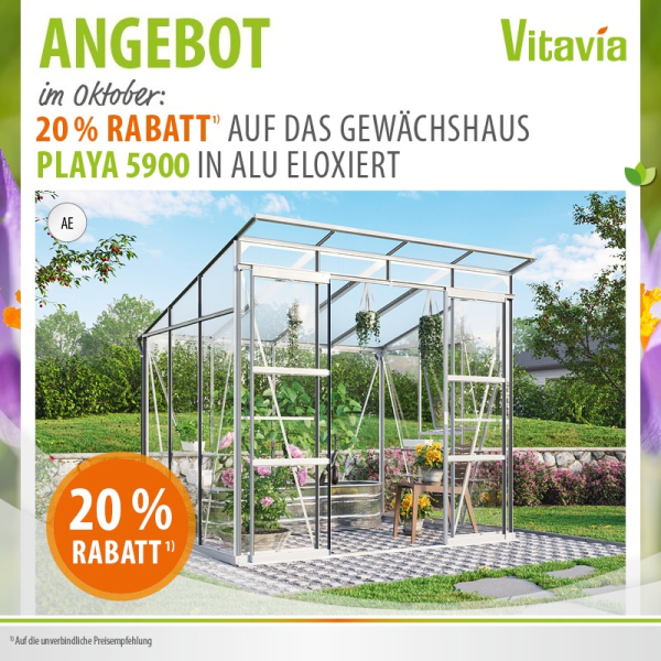 AKTION Vitavia Gewächshaus Playa 5900 ESG/HKP 230x258cm 5,9m² eloxiert inkl. Fundament